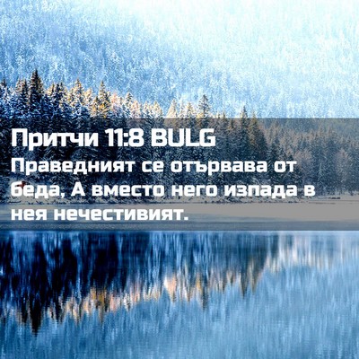 Picture 02 - Притчи 11:8 BULG - Праведният се отървава от - Bible Verse Picture
