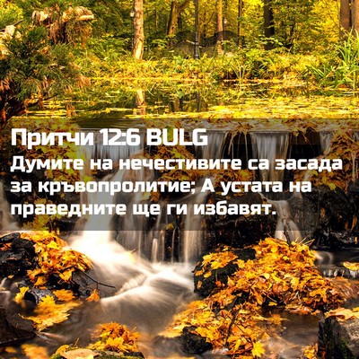 Picture 02 - Притчи 12:6 BULG - Думите на нечестивите са - Bible Verse Picture