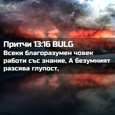 Picture 02 - Притчи 13:16 BULG - Всеки благоразумен човек - Bible Verse Picture