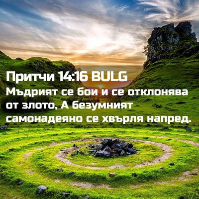 Picture 02 - Притчи 14:16 BULG - Мъдрият се бои и се - Bible Verse Picture