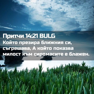 Picture 02 - Притчи 14:21 BULG - Който презира ближния си, - Bible Verse Picture