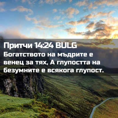 Picture 02 - Притчи 14:24 BULG - Богатството на мъдрите е - Bible Verse Picture