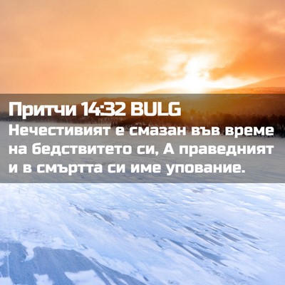 Picture 02 - Притчи 14:32 BULG - Нечестивият е смазан във - Bible Verse Picture