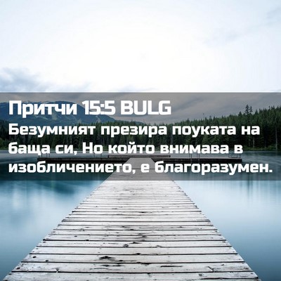Picture 02 - Притчи 15:5 BULG - Безумният презира поуката - Bible Verse Picture