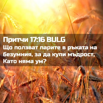 Picture 02 - Притчи 17:16 BULG - Що ползват парите в ръката - Bible Verse Picture