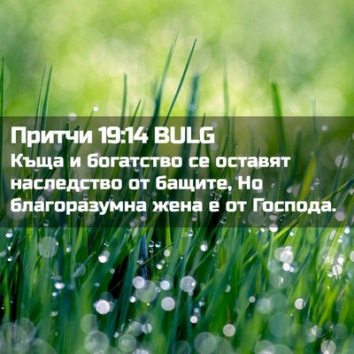 Picture 02 - Притчи 19:14 BULG - Къща и богатство се - Bible Verse Picture