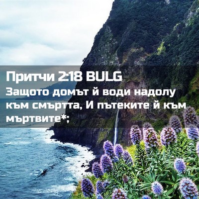 Picture 02 - Притчи 2:18 BULG - Защото домът й води надолу - Bible Verse Picture