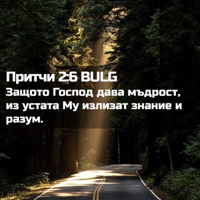 Picture 02 - Притчи 2:6 BULG - Защото Господ дава - Bible Verse Picture