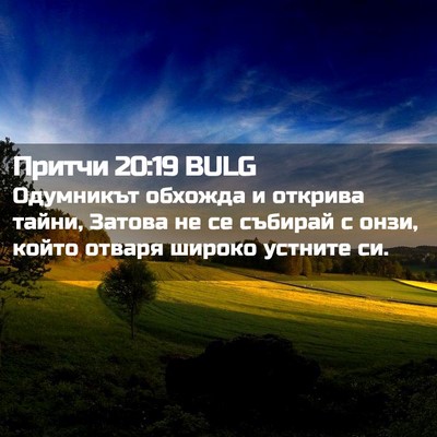 Picture 02 - Притчи 20:19 BULG - Одумникът обхожда и - Bible Verse Picture