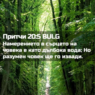 Picture 02 - Притчи 20:5 BULG - Намерението в сърцето на - Bible Verse Picture