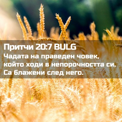 Picture 02 - Притчи 20:7 BULG - Чадата на праведен човек, - Bible Verse Picture