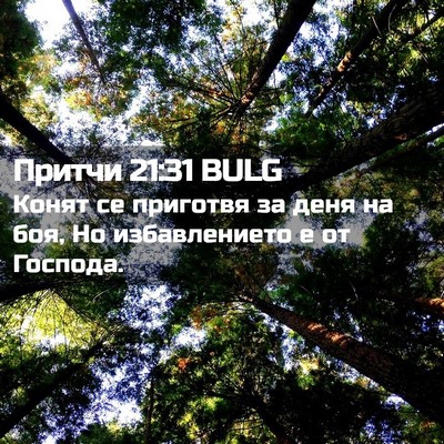 Picture 02 - Притчи 21:31 BULG - Конят се приготвя за деня - Bible Verse Picture
