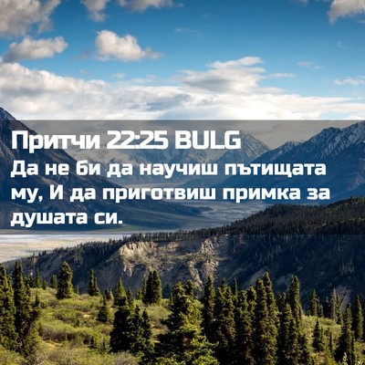 Picture 02 - Притчи 22:25 BULG - Да не би да научиш пътищата - Bible Verse Picture