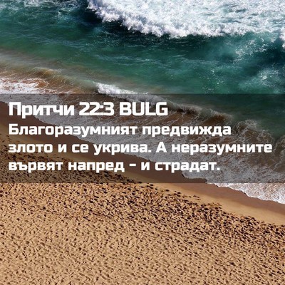 Picture 02 - Притчи 22:3 BULG - Благоразумният предвижда - Bible Verse Picture