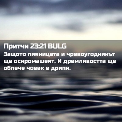 Picture 02 - Притчи 23:21 BULG - Защото пияницата и - Bible Verse Picture