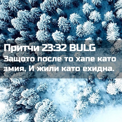 Picture 02 - Притчи 23:32 BULG - Защото после то хапе като - Bible Verse Picture