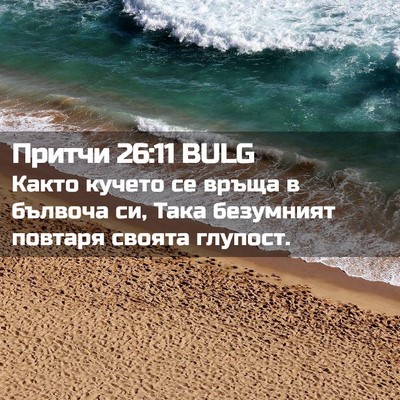 Picture 02 - Притчи 26:11 BULG - Както кучето се връща в - Bible Verse Picture