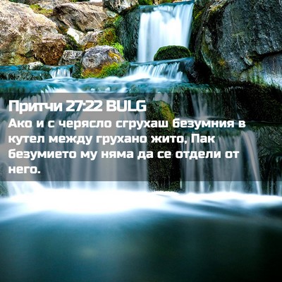 Picture 02 - Притчи 27:22 BULG - Ако и с черясло сгрухаш - Bible Verse Picture