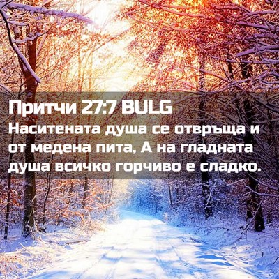 Picture 02 - Притчи 27:7 BULG - Наситената душа се отвръща - Bible Verse Picture