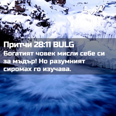 Picture 02 - Притчи 28:11 BULG - Богатият човек мисли себе - Bible Verse Picture
