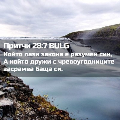 Picture 02 - Притчи 28:7 BULG - Който пази закона е - Bible Verse Picture
