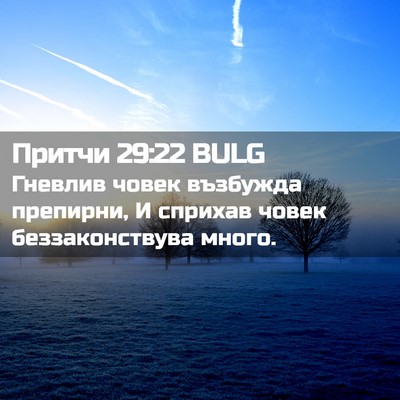 Picture 02 - Притчи 29:22 BULG - Гневлив човек възбужда - Bible Verse Picture