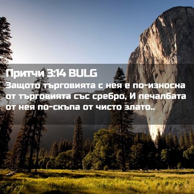 Picture 02 - Притчи 3:14 BULG - Защото търговията с нея е - Bible Verse Picture