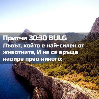 Picture 02 - Притчи 30:30 BULG - Лъвът, който е най-силен от - Bible Verse Picture