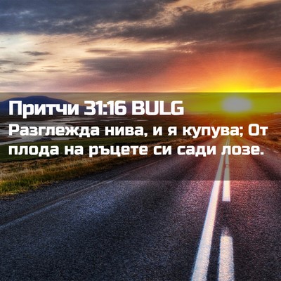 Picture 02 - Притчи 31:16 BULG - Разглежда нива, и я купува; - Bible Verse Picture