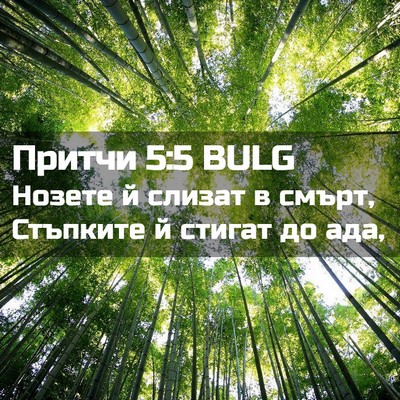 Picture 02 - Притчи 5:5 BULG - Нозете й слизат в смърт, - Bible Verse Picture