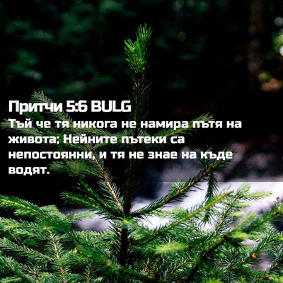 Picture 02 - Притчи 5:6 BULG - Тъй че тя никога не намира - Bible Verse Picture
