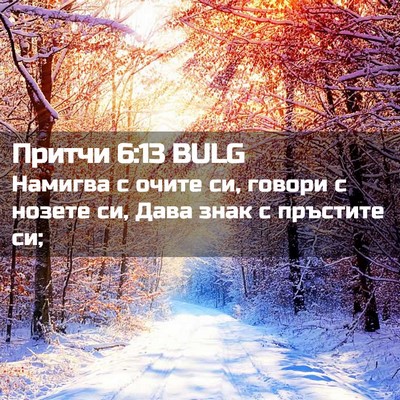 Picture 02 - Притчи 6:13 BULG - Намигва с очите си, говори - Bible Verse Picture