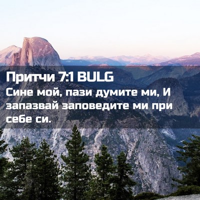 Picture 02 - Притчи 7:1 BULG - Сине мой, пази думите ми, И - Bible Verse Picture