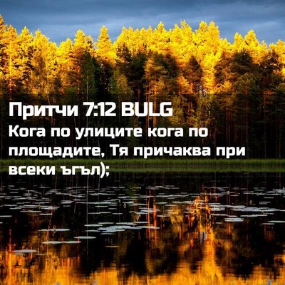 Picture 02 - Притчи 7:12 BULG - Кога по улиците кога по - Bible Verse Picture