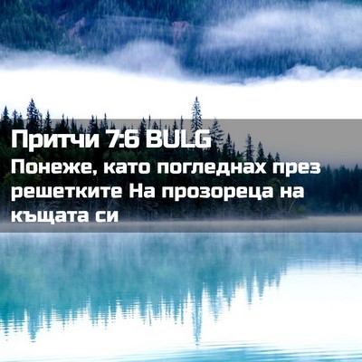 Picture 02 - Притчи 7:6 BULG - Понеже, като погледнах - Bible Verse Picture
