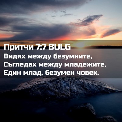 Picture 02 - Притчи 7:7 BULG - Видях между безумните, - Bible Verse Picture