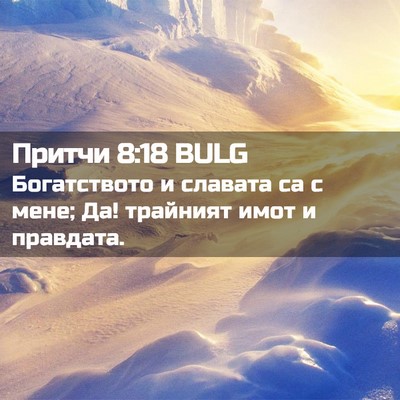 Picture 02 - Притчи 8:18 BULG - Богатството и славата са с - Bible Verse Picture