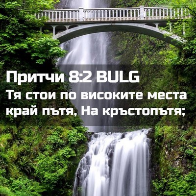 Picture 02 - Притчи 8:2 BULG - Тя стои по високите места - Bible Verse Picture
