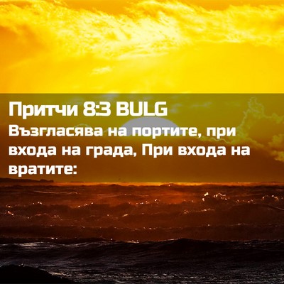 Picture 02 - Притчи 8:3 BULG - Възгласява на портите, при - Bible Verse Picture