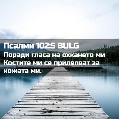 Picture 02 - Псалми 102:5 BULG - Поради гласа на охкането - Bible Verse Picture