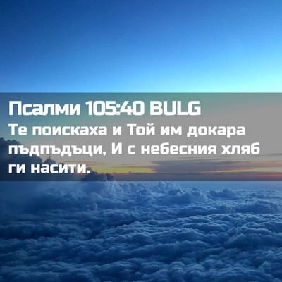 Picture 02 - Псалми 105:40 BULG - Те поискаха и Той им докара - Bible Verse Picture