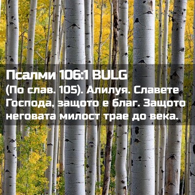 Picture 02 - Псалми 106:1 BULG - (По слав. 105). Алилуя. - Bible Verse Picture