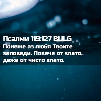 Picture 02 - Псалми 119:127 BULG - Понеже аз любя Твоите - Bible Verse Picture