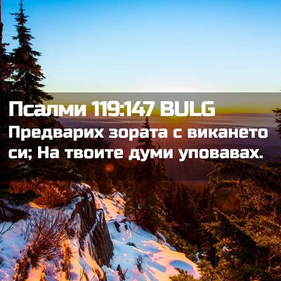 Picture 02 - Псалми 119:147 BULG - Предварих зората с - Bible Verse Picture