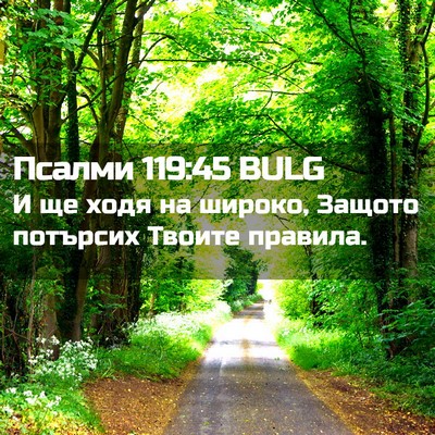Picture 02 - Псалми 119:45 BULG - И ще ходя на широко, Защото - Bible Verse Picture