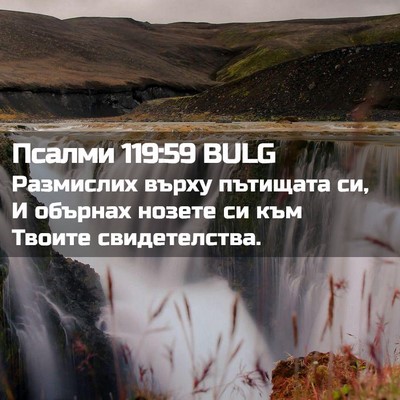 Picture 02 - Псалми 119:59 BULG - Размислих върху пътищата - Bible Verse Picture