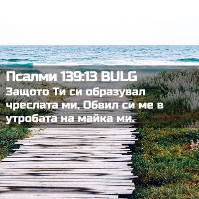 Picture 02 - Псалми 139:13 BULG - Защото Ти си образувал - Bible Verse Picture