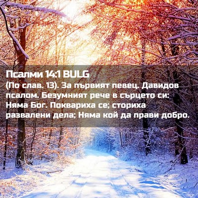 Picture 02 - Псалми 14:1 BULG - (По слав. 13). За първият - Bible Verse Picture