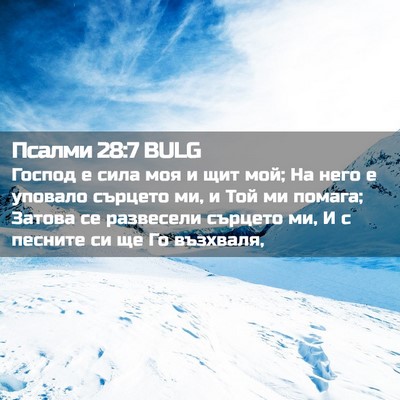 Picture 02 - Псалми 28:7 BULG - Господ е сила моя и щит мой; - Bible Verse Picture
