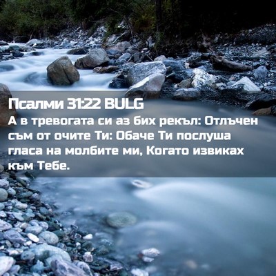 Picture 02 - Псалми 31:22 BULG - А в тревогата си аз бих - Bible Verse Picture